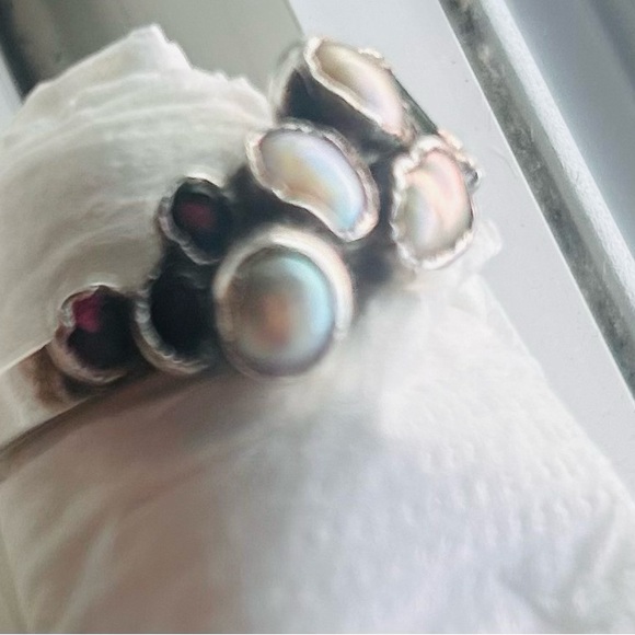 Elegant Silver, Pearl, Tourmaline Ring, Handmade, Hallmarked 999 - Picture 2 of 7
